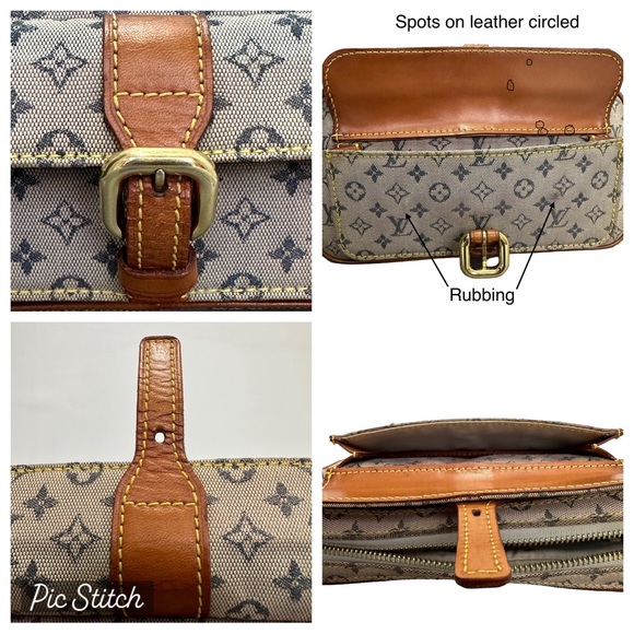 Louis Vuitton Mini Lin Juliet Shoulder Crossbody Bag Monogram Tan Gray Navy - Picture 13 of 17